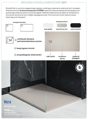 Brodzik konglomeratowy Roca Sky 80x120x3 cm promocja w Castorama