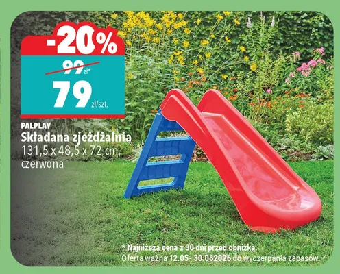 Składana zjeżdżalnia PALPLAY 131,5x48,5x72cm czerwona promocja w Biedronka Home