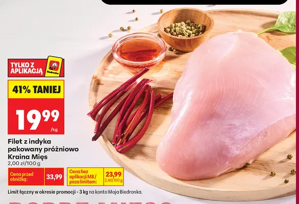 Filet z indyka pakowany próżniowo Kraina Mięs promocja w Biedronka