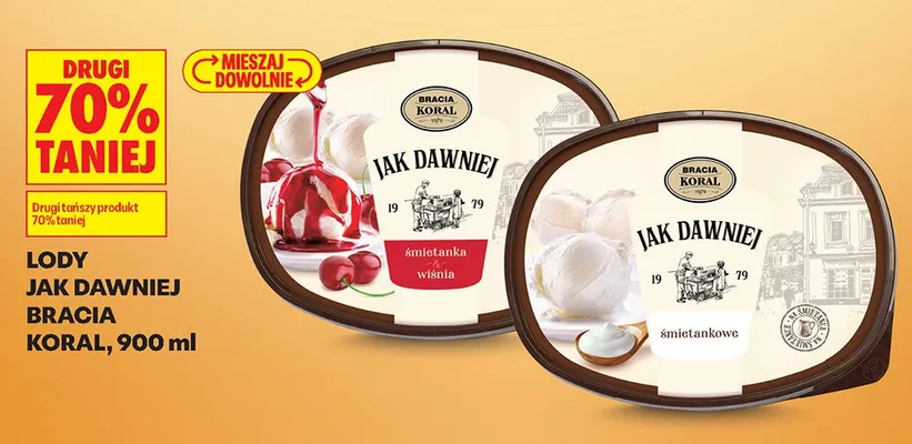 Lody śmietanka z wiśnią Jak Dawniej Bracia Koral promocja w Biedronka