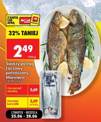 Świeży pstrąg tęczowy patroszony Marinero promocja w Biedronka