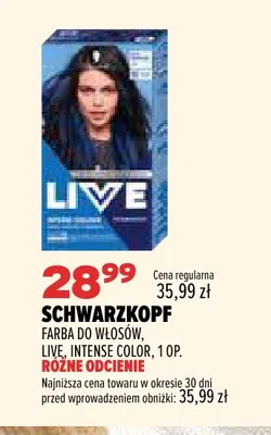 Farba do włosów Live Intense Color Schwarzkopf promocja w Drogerie Natura