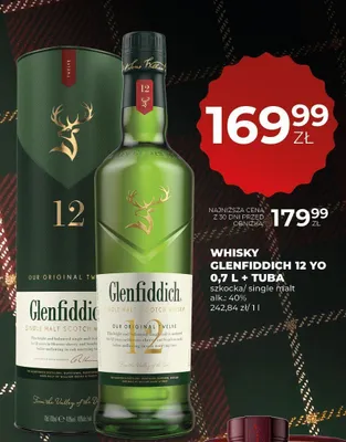 Whisky Glenfiddich 12 YO z tubą promocja w Duży Ben