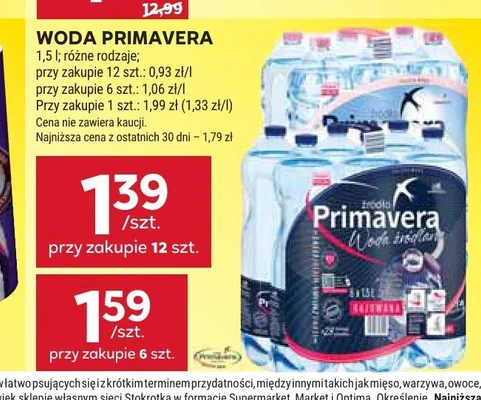 Woda źródlana Primavera promocja w Stokrotka