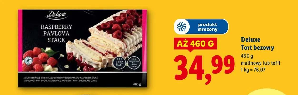 Tort bezowy malinowy lub toffi promocja w Lidl