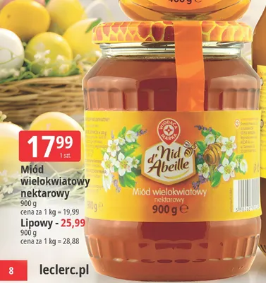 Miód wielokwiatowy nektarowy promocja w Leclerc