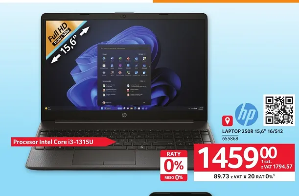 Laptop HP 250R 15,6" 16/512 promocja w Selgros