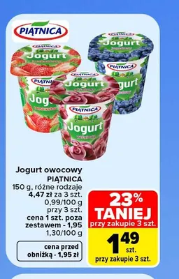 Jogurt owocowy Piątnica promocja w Carrefour Market