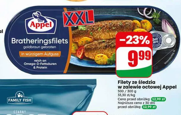 Filety ze śledzia w zalewie octowej Appel promocja w Dino