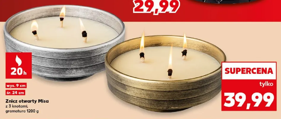 Znicz otwarty Misa z 3 knotami promocja w Kaufland