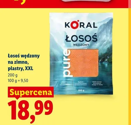 Łosoś wędzony na zimno plastry XXL Koral promocja w Lidl