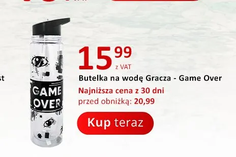 Butelka na wodę Gracza Game Over promocja w Poczta Polska