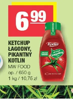 Ketchup łagodny Kotlin promocja w SPAR