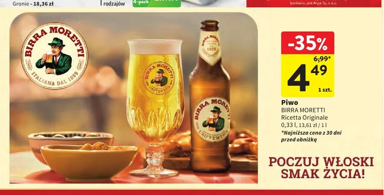 Piwo Birra Moretti Ricetta Originale promocja w Intermarche