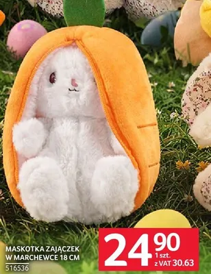Maskotka zajączek w marchewce 18 cm promocja w Selgros