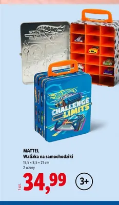 Walizka na samochodziki Mattel 15,5x8,5x21 cm promocja w Lidl