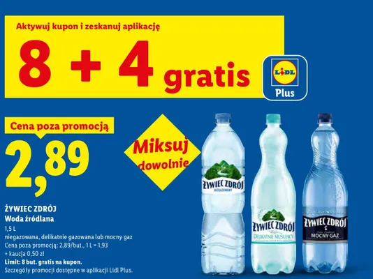 Woda źródlana Żywiec Zdrój mocny gaz promocja w Lidl