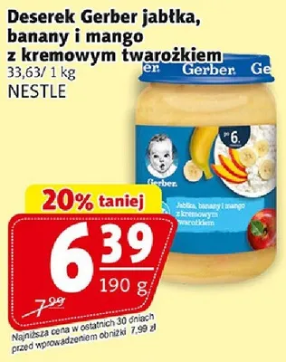 Deserek Gerber jabłka, banany i mango z kremowym twarożkiem promocja w Prim Market