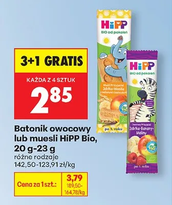 Batonik muesli HiPP Bio różne rodzaje promocja w Biedronka