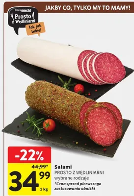 Salami Prosto z Wędliniarni wybrane rodzaje promocja w Intermarche