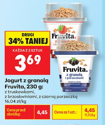 Jogurt z granolą Fruvita z truskawkami promocja w Biedronka