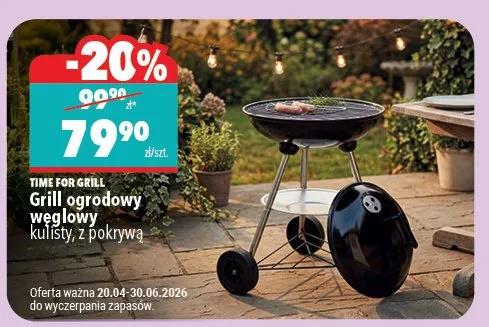 Grill ogrodowy węglowy Time For Grill kulisty z pokrywą promocja w Biedronka Home