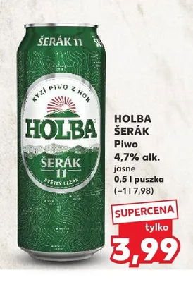 Piwo Holba Šerák 4,7% alk. jasne promocja w Kaufland