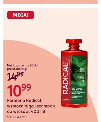 Wzmacniający szampon do włosów Farmona Radical 400ml promocja w Rossmann