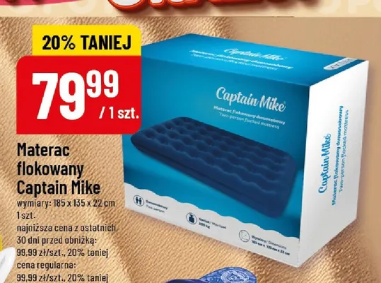 Materac flokowany Captain Mike promocja w POLOmarket