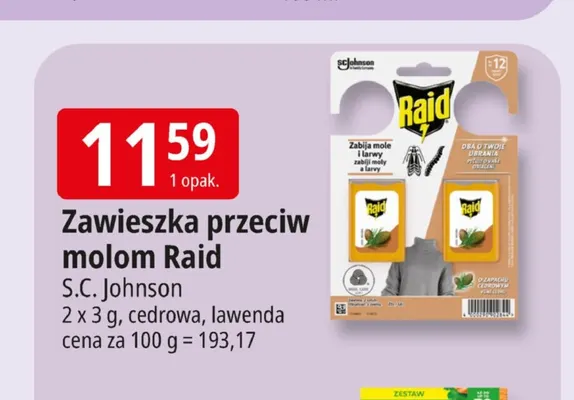 Zawieszka przeciw molom Raid lawenda 2-pak promocja w Leclerc