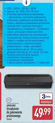 Urządzenie do pakowania próżniowego Ambiano promocja w Aldi