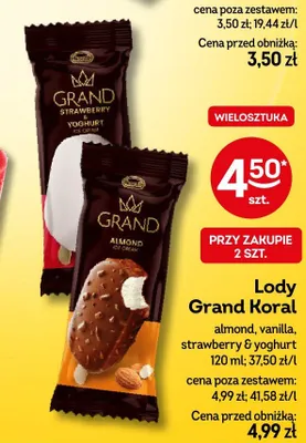 Lody Grand Koral strawberry & yoghurt promocja w Żabka