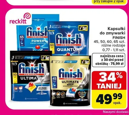Kapsułki do zmywarki Finish Ultimate Plus promocja w Carrefour Market