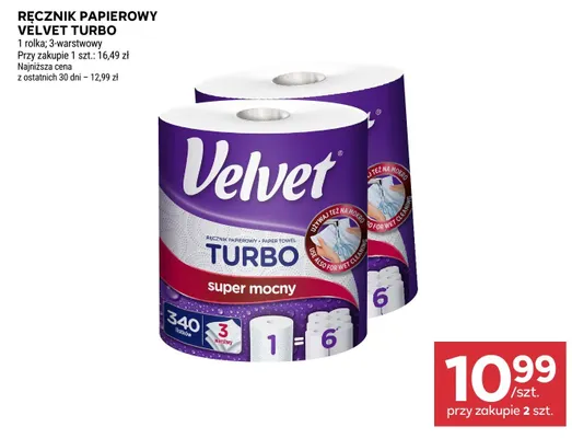 Ręcznik papierowy Velvet Turbo promocja w Stokrotka