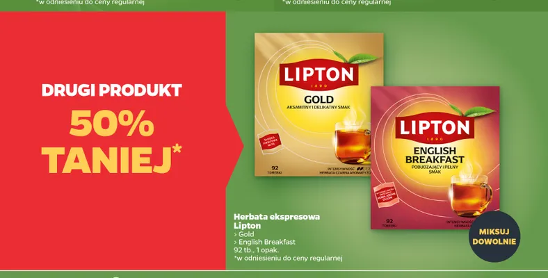 Herbata ekspresowa Lipton English Breakfast promocja w Netto