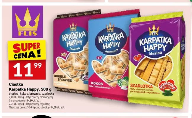 Ciastka Karpatka Happy kokos Flis promocja w Twój Market