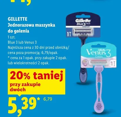 Jednorazowa maszynka do golenia Gillette Venus 3 promocja w Lidl