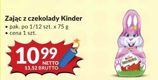 Zając z czekolady Kinder promocja w Makro