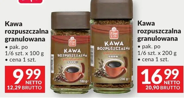 Kawa rozpuszczalna granulowana Fine Life promocja w Makro