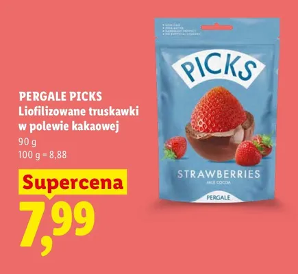 Liofilizowane truskawki w polewie kakaowej Pergale Picks promocja w Lidl