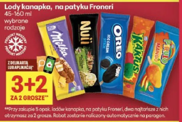 Lody kanapka na patyku Froneri promocja w Delikatesy Centrum