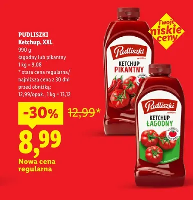 Ketchup XXL pikantny Pudliszki promocja w Lidl