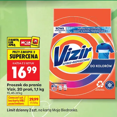 Proszek do prania do kolorów Vizir promocja w Biedronka