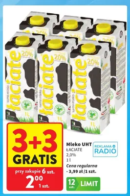 Mleko UHT Łaciate 2,0% promocja w Intermarche