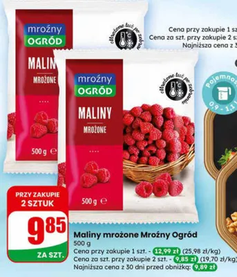 Maliny mrożone promocja w Dino
