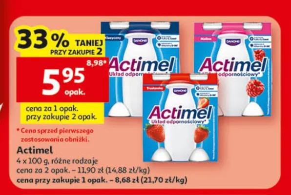 Napój probiotyczny Danone Actimel Malina 4-pak promocja w Auchan