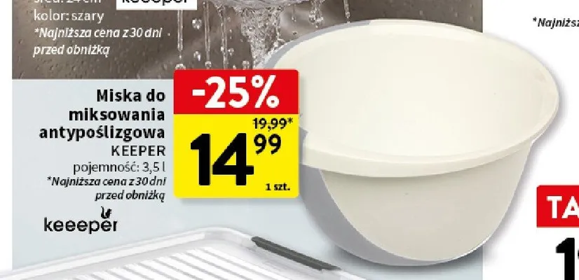 Miska do miksowania antypoślizgowa Keeeper 3,5 l promocja w Intermarche