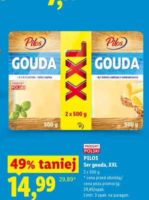 Ser gouda Pilos XXL 2-pak 500 g promocja w Lidl