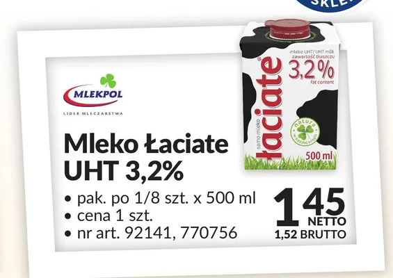 Mleko Łaciate UHT 3,2% promocja w Makro
