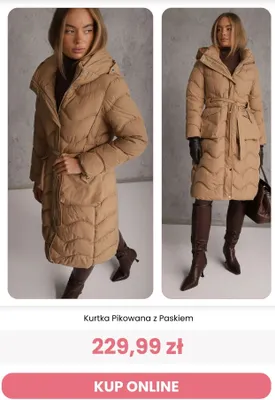Kurtka pikowana z paskiem Renee promocja w Renee